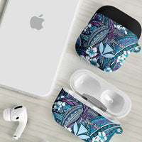 Personalised Hawaii Tribal Humpback Whale AirPods Case Polu Hibiscus Seamless Pattern