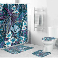 Personalised Hawaii Tribal Humpback Whale Bathroom Set Polu Hibiscus Seamless Pattern