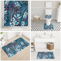 Personalised Hawaii Tribal Humpback Whale Bathroom Set Polu Hibiscus Seamless Pattern
