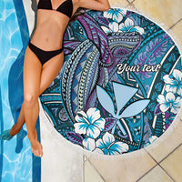 Personalised Hawaii Tribal Humpback Whale Beach Blanket Polu Hibiscus Seamless Pattern
