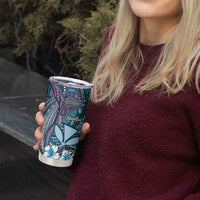 Personalised Hawaii Tribal Humpback Whale Tumbler Cup Polu Hibiscus Seamless Pattern