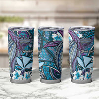 Personalised Hawaii Tribal Humpback Whale Tumbler Cup Polu Hibiscus Seamless Pattern