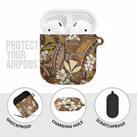 Personalised Hawaii Tribal Humpback Whale AirPods Case Melemele Hibiscus Seamless Pattern