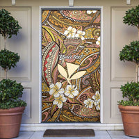 Personalised Hawaii Tribal Humpback Whale Door Cover Melemele Hibiscus Seamless Pattern