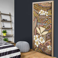 Personalised Hawaii Tribal Humpback Whale Door Cover Melemele Hibiscus Seamless Pattern