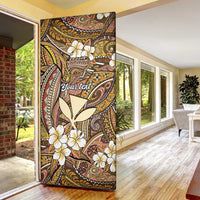 Personalised Hawaii Tribal Humpback Whale Door Cover Melemele Hibiscus Seamless Pattern