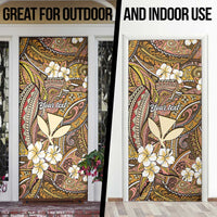 Personalised Hawaii Tribal Humpback Whale Door Cover Melemele Hibiscus Seamless Pattern