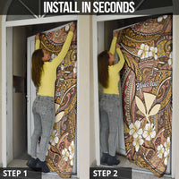 Personalised Hawaii Tribal Humpback Whale Door Cover Melemele Hibiscus Seamless Pattern