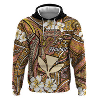 Personalised Hawaii Tribal Humpback Whale Hoodie Melemele Hibiscus Seamless Pattern LT9 Pullover Hoodie Gold - Polynesian Pride