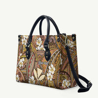 Personalised Hawaii Tribal Humpback Whale Leather Bag Melemele Hibiscus Seamless Pattern