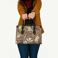 Personalised Hawaii Tribal Humpback Whale Leather Bag Melemele Hibiscus Seamless Pattern