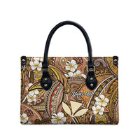 Personalised Hawaii Tribal Humpback Whale Leather Bag Melemele Hibiscus Seamless Pattern