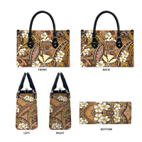 Personalised Hawaii Tribal Humpback Whale Leather Bag Melemele Hibiscus Seamless Pattern