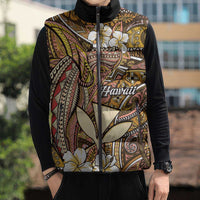Personalised Hawaii Tribal Humpback Whale Sleeveless Puffer Jacket Melemele Hibiscus Seamless Pattern