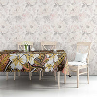 Personalised Hawaii Tribal Humpback Whale Tablecloth Melemele Hibiscus Seamless Pattern