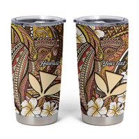 Personalised Hawaii Tribal Humpback Whale Tumbler Cup Melemele Hibiscus Seamless Pattern