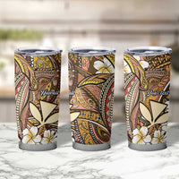 Personalised Hawaii Tribal Humpback Whale Tumbler Cup Melemele Hibiscus Seamless Pattern