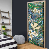 Personalised Hawaii Tribal Humpback Whale Door Cover Omaomao Hibiscus Seamless Pattern