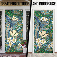 Personalised Hawaii Tribal Humpback Whale Door Cover Omaomao Hibiscus Seamless Pattern