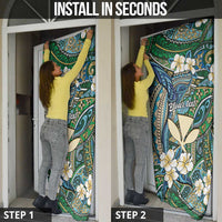 Personalised Hawaii Tribal Humpback Whale Door Cover Omaomao Hibiscus Seamless Pattern