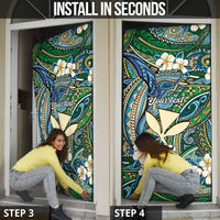 Personalised Hawaii Tribal Humpback Whale Door Cover Omaomao Hibiscus Seamless Pattern