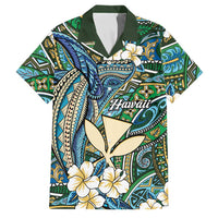 Personalised Hawaii Tribal Humpback Whale Family Matching Puletasi and Hawaiian Shirt Omaomao Hibiscus Seamless Pattern