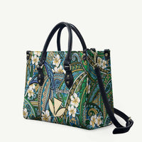Personalised Hawaii Tribal Humpback Whale Leather Bag Omaomao Hibiscus Seamless Pattern