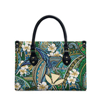 Personalised Hawaii Tribal Humpback Whale Leather Bag Omaomao Hibiscus Seamless Pattern