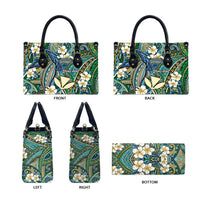 Personalised Hawaii Tribal Humpback Whale Leather Bag Omaomao Hibiscus Seamless Pattern