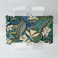 Personalised Hawaii Tribal Humpback Whale Tablecloth Omaomao Hibiscus Seamless Pattern