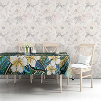 Personalised Hawaii Tribal Humpback Whale Tablecloth Omaomao Hibiscus Seamless Pattern