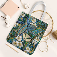 Personalised Hawaii Tribal Humpback Whale Tote Bag Omaomao Hibiscus Seamless Pattern