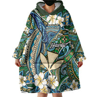 Personalised Hawaii Tribal Humpback Whale Wearable Blanket Hoodie Omaomao Hibiscus Seamless Pattern LT9 - Polynesian Pride
