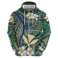 Personalised Hawaii Tribal Humpback Whale Zip Hoodie Omaomao Hibiscus Seamless Pattern LT9 - Polynesian Pride