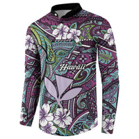 Personalised Hawaii Tribal Humpback Whale Button Sweatshirt Poni Hibiscus Seamless Pattern LT9 - Polynesian Pride