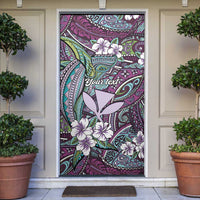 Personalised Hawaii Tribal Humpback Whale Door Cover Poni Hibiscus Seamless Pattern