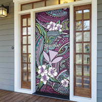Personalised Hawaii Tribal Humpback Whale Door Cover Poni Hibiscus Seamless Pattern
