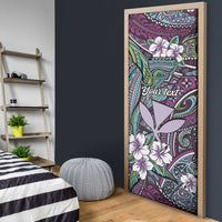 Personalised Hawaii Tribal Humpback Whale Door Cover Poni Hibiscus Seamless Pattern