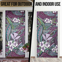 Personalised Hawaii Tribal Humpback Whale Door Cover Poni Hibiscus Seamless Pattern