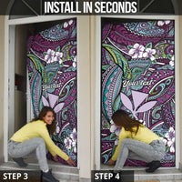 Personalised Hawaii Tribal Humpback Whale Door Cover Poni Hibiscus Seamless Pattern