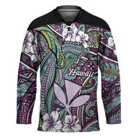 Personalised Hawaii Tribal Humpback Whale Hockey Jersey Poni Hibiscus Seamless Pattern