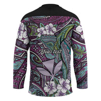 Personalised Hawaii Tribal Humpback Whale Hockey Jersey Poni Hibiscus Seamless Pattern