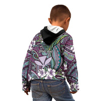Personalised Hawaii Tribal Humpback Whale Kid Hoodie Poni Hibiscus Seamless Pattern LT9 - Polynesian Pride