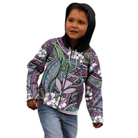 Personalised Hawaii Tribal Humpback Whale Kid Hoodie Poni Hibiscus Seamless Pattern LT9 - Polynesian Pride