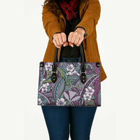 Personalised Hawaii Tribal Humpback Whale Leather Bag Poni Hibiscus Seamless Pattern