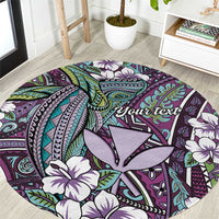 Personalised Hawaii Tribal Humpback Whale Round Carpet Poni Hibiscus Seamless Pattern
