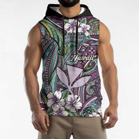 Personalised Hawaii Tribal Humpback Whale Sleeveless Hoodie Poni Hibiscus Seamless Pattern LT9 - Polynesian Pride