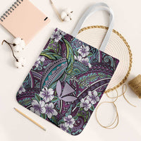 Personalised Hawaii Tribal Humpback Whale Tote Bag Poni Hibiscus Seamless Pattern