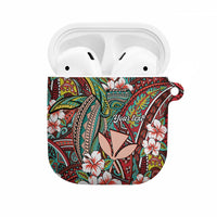 Personalised Hawaii Tribal Humpback Whale AirPods Case Ulaula Hibiscus Seamless Pattern