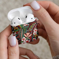 Personalised Hawaii Tribal Humpback Whale AirPods Case Ulaula Hibiscus Seamless Pattern